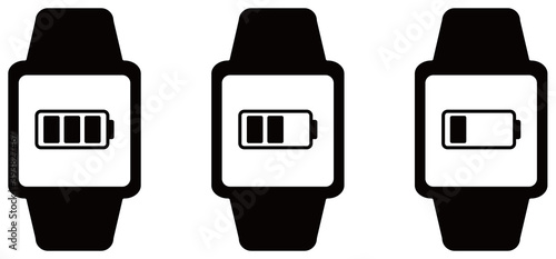スマートウォッチのベクターイラスト　充電アイコンセット