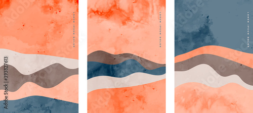 minimalist abstract flyers set with wavy shapes