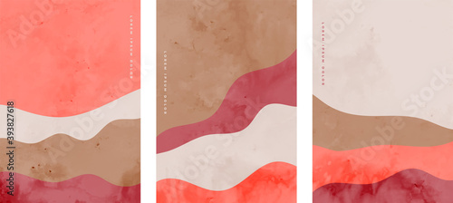minimalist abstract hand painted wave flyers set