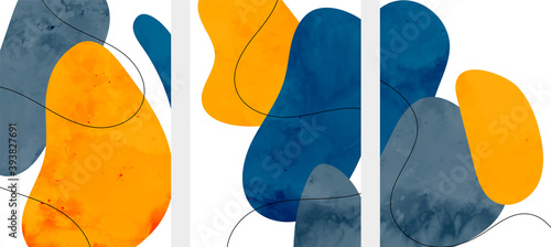 abstract minimalist flyers set in fluid watercolor style