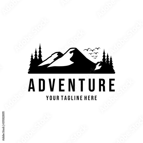 mountain and pine trees view logo inspirations