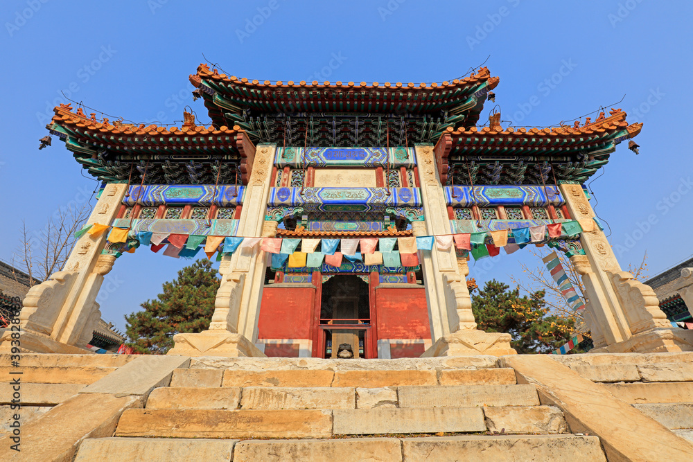 Fototapeta premium Ancient Chinese stone archway in a scenic spot, Yi County, Hebei Province, China