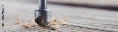 Countersink drill bit make sink in hole for screw in wooden plank
