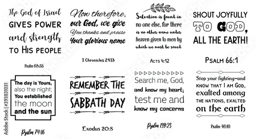 Set of Bible verses. Christian Quotes and Scripture sayings 