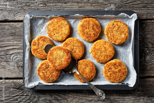 White fish cakes of cod fish fillet with potato