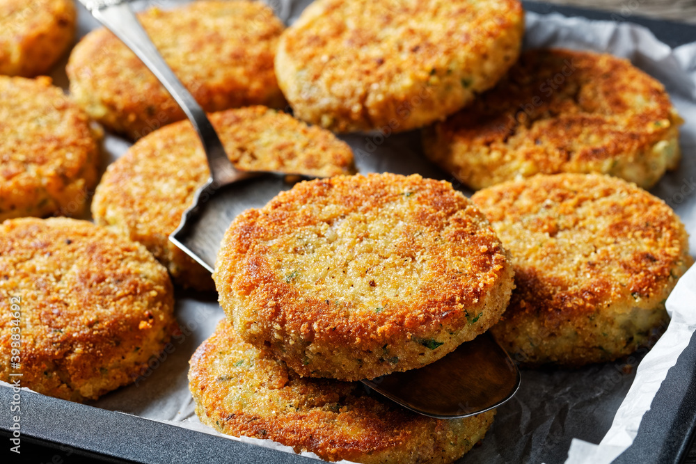 White fish cakes of cod fish fillet with potato