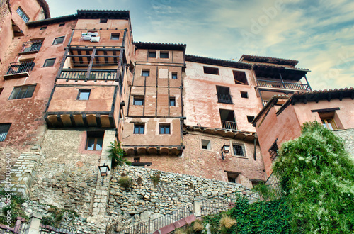 Houses and traditional architecture in the medieval village of Albarracin in Teruel, Spain