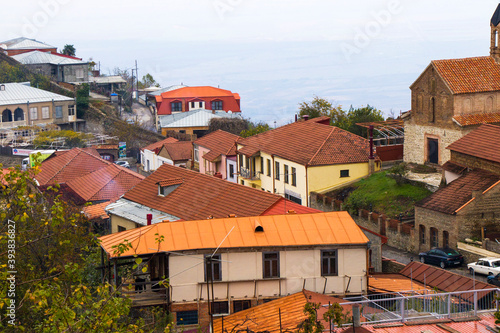 Sighnaghi village landscape and city view in Kakheti, Georgia photo