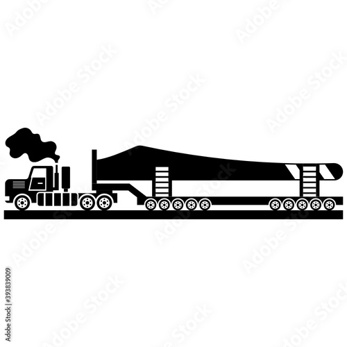 Windmill Blade or Sails Concept, Oversize Load Vehicle Icon, Heavy Hauler Vector Design, Trucks with trailers symbol, Overweight and oversize Transport Carrier Sign, Project Cargo and Logistics