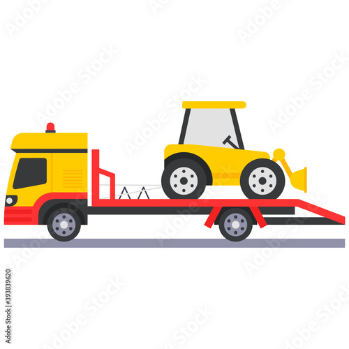 Bulldozer Special transport, Oversize Load Vehicle Icon, Heavy Hauler Vector Design, Trucks with trailers symbol, Overweight and oversize Transport Carrier Sign, Project Cargo and Logistics