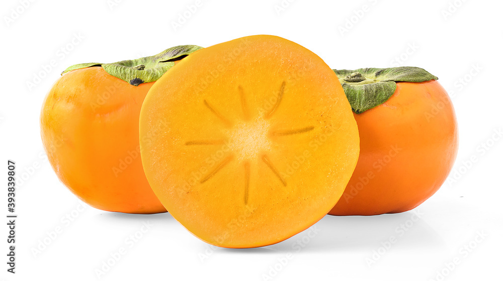 ripe persimmons isolated on white background ripe persimmons isolated on white background