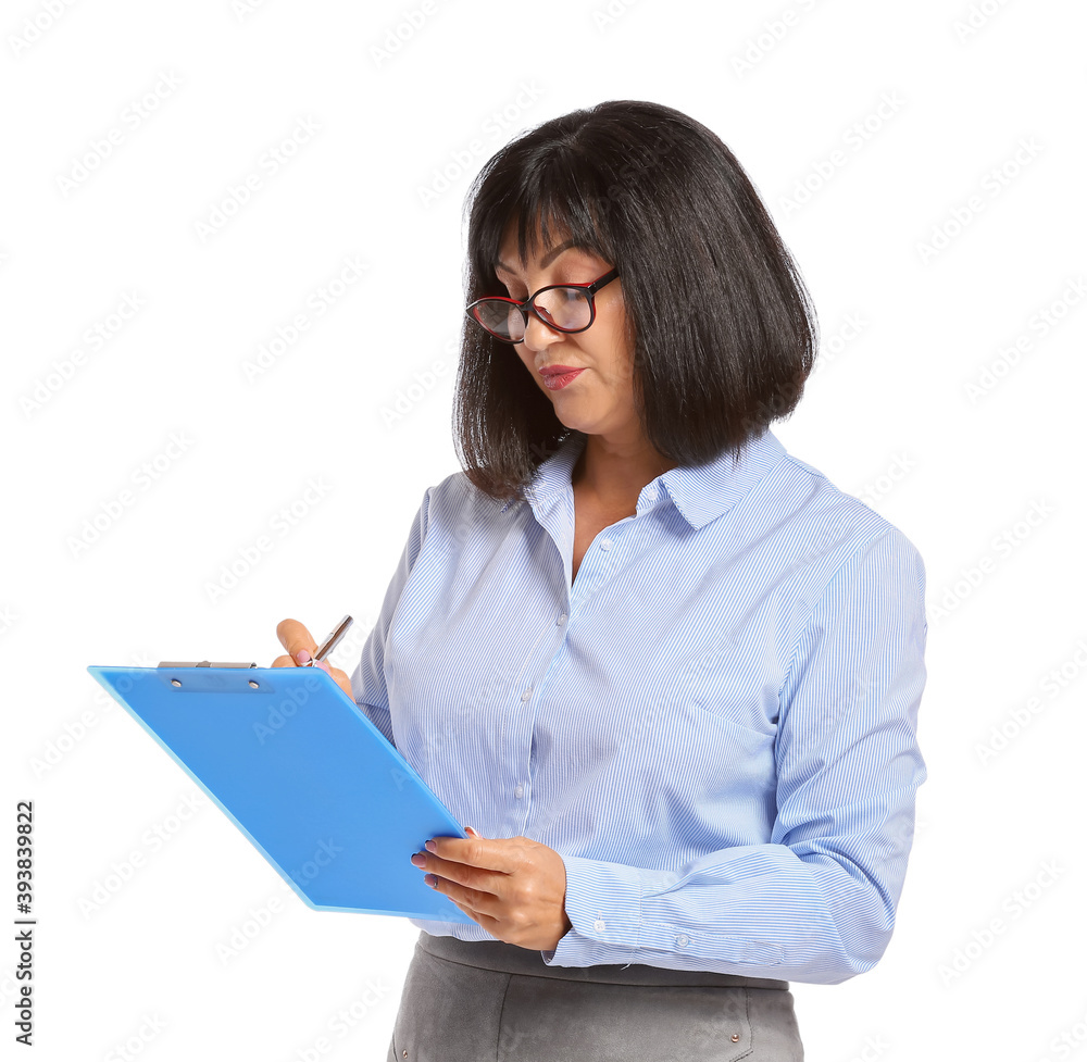 Portrait of female psychologist on white background Portrait of female psychologist on white background
