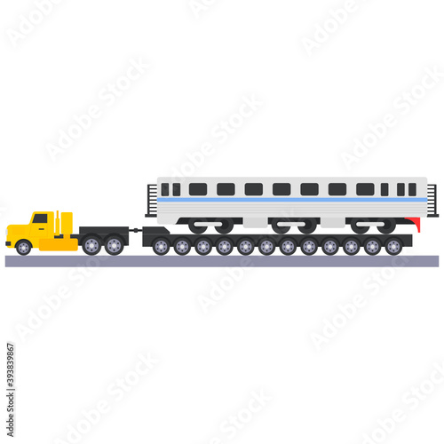 Road Train Concept, freight cargo  Vector Color Icon Design, Heavy Hauler Vehicle Symbol,Over Size Load Trucks Sign , Special Transport Carrier Stock Illustration