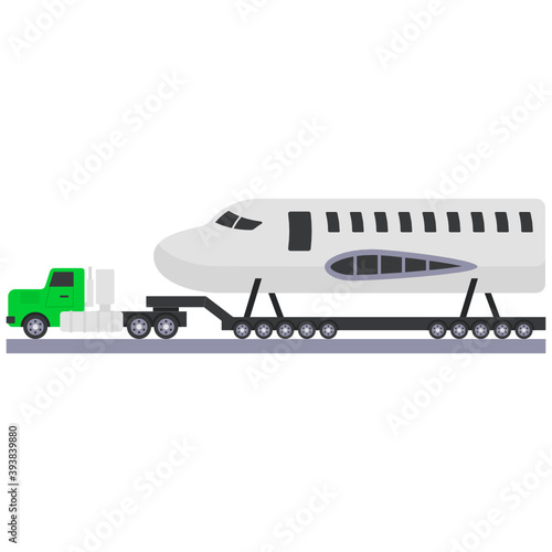 Aeroplane Concept, Special transport, Oversize Load Vehicle Icon, Heavy Hauler Vector Design, Trucks with trailers symbol, Overweight and oversize Transport Carrier Sign, Project Cargo and Logistics