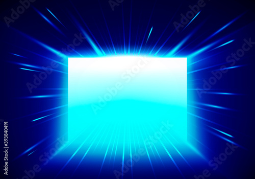 Vector Illustration Enter The Gate Concept. Glowing Entrance.
