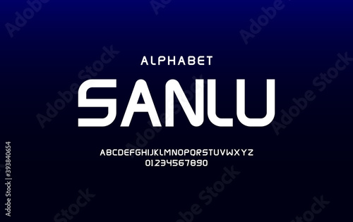 Modern digital alphabet fonts. Typography technology, electronic, future, sport, space. Vector illustration