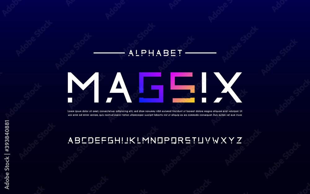 Digital modern alphabet fonts. Typography futuristic, future, square. Vector illustration