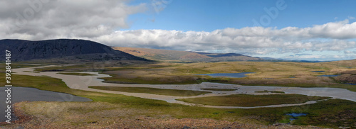 Tundra landscape. View at Ray-Iz massif and Yengayu river valley. Yamalo-Nenets Autonomous Okrug (Yamal), Russia. © Kirill