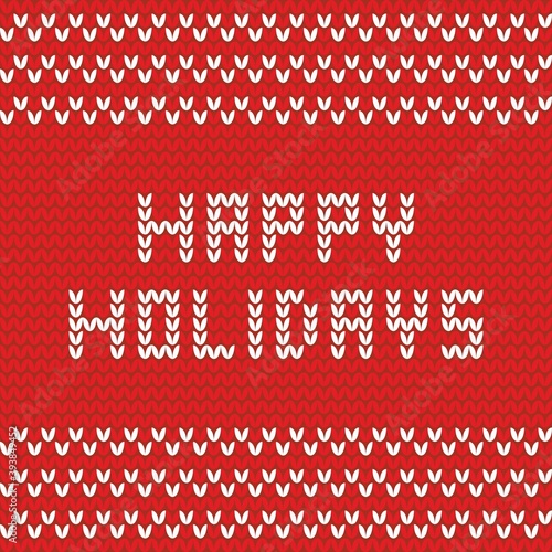 Happy holidays red knitting warm vector card