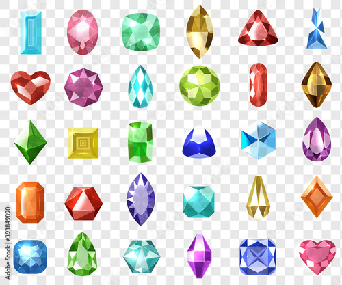 Realisitc gemstones set collection