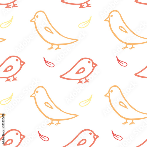 Seamless outline birds pattern made in vector