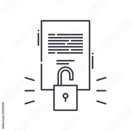 Data disclosure icon, linear isolated illustration, thin line vector, web design sign, outline concept symbol with editable stroke on white background.