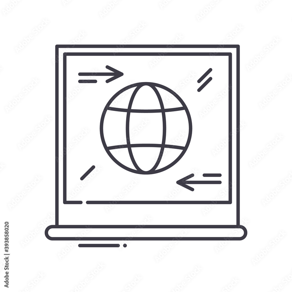 Data exchange icon, linear isolated illustration, thin line vector, web design sign, outline concept symbol with editable stroke on white background. Data exchange icon, linear isolated illustration, thin line vector, web design sign, outline concept symbol with editable stroke on white background.