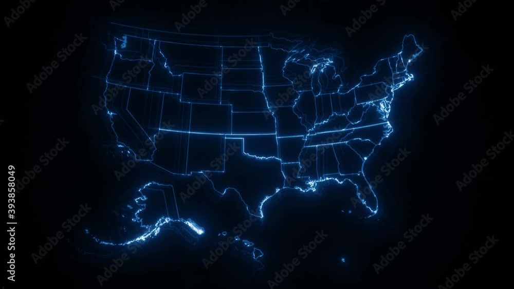 USA American Map Cyber texture By States Animation/ 4k animated simple and minimal cyber american map intro background with states appearing and fading one by one and camera movement USA American Map Cyber texture By States Animation/ 4k animated simple and minimal cyber american map intro background with states appearing and fading one by one and camera movement