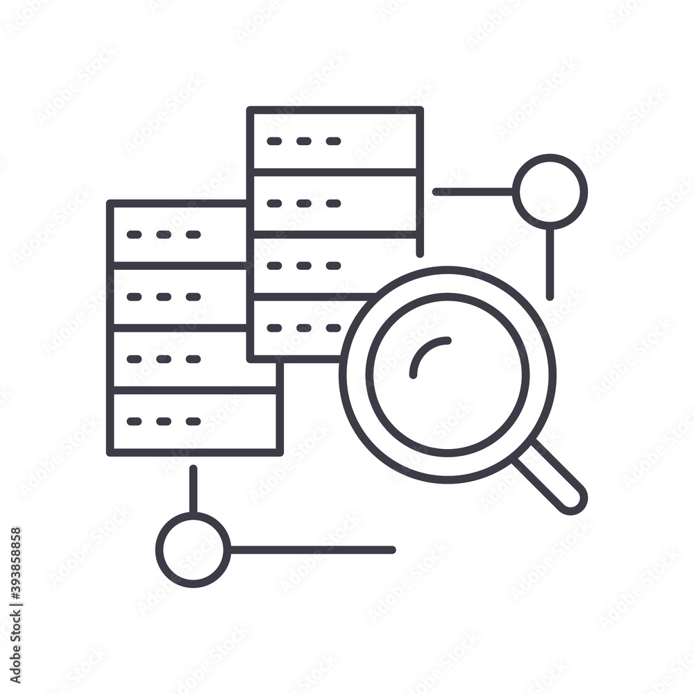 Data query icon, linear isolated illustration, thin line vector, web ...
