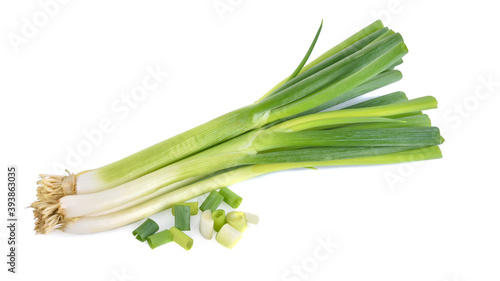 Leinwand Poster Green onion isolated on the white background