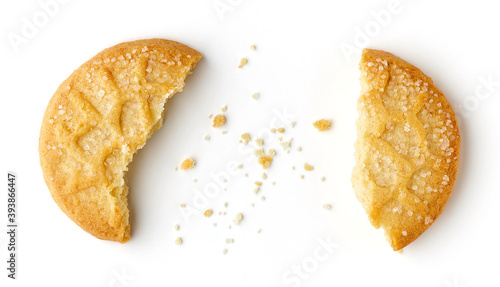 Butter cookie isolated on white, from above