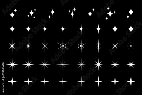 Collection of sparkle icons for graphic design  (monochrome)