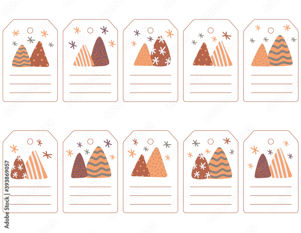 Vector set of printable christmas gift tags. Sweet gingerbread color ...