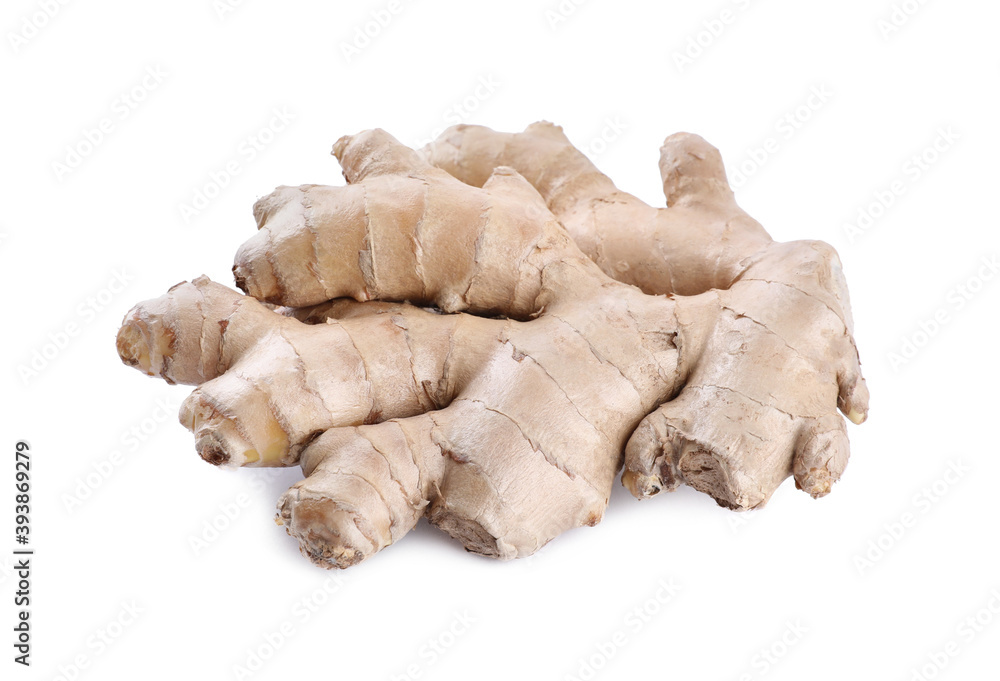 Whole fresh ginger root isolated on white Whole fresh ginger root isolated on white