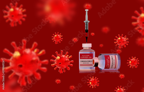 virus covid-19  covid-19 virus coronavirus  red xmas christmas background - 3d rendering photo