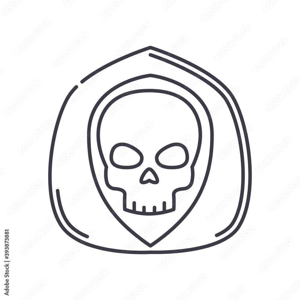 Death icon, linear isolated illustration, thin line vector, web design sign, outline concept symbol with editable stroke on white background.