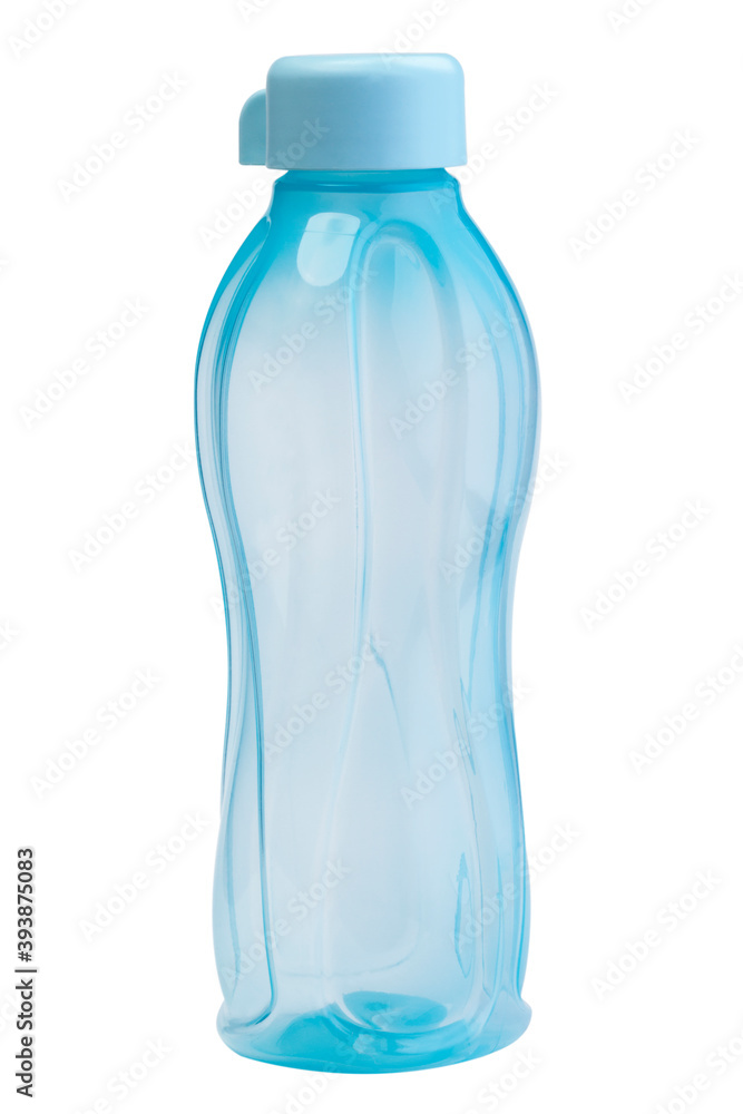 Close-up of reusable eco-friendly water bottle isolated on white background, turquoise color. Close-up of reusable eco-friendly water bottle isolated on white background, turquoise color.