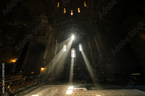 Interior of Tatev Monastery, a 9th-century Armenian Apostolic monastery in Syunik Province.