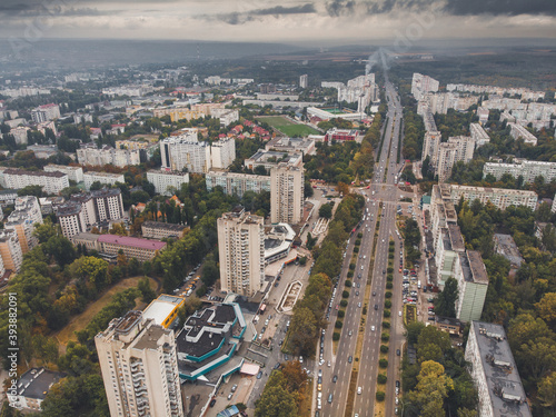 Obraz na płótnie Chisinau, the capital city of Republic of Moldova. Panoramic view from a drone. w salonie