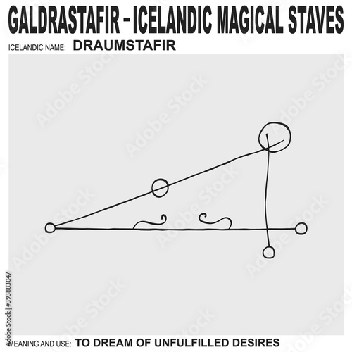 vector icon with ancient Icelandic magical staves Draumstafir. Symbol means and is used to dream of unfulfilled desires
