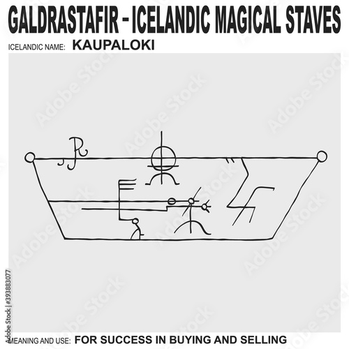 vector icon with ancient Icelandic magical staves Kaupaloki. Symbol means and is used for success in buying and selling