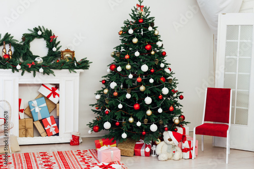 Christmas home fireplace Christmas tree christmas tree New Year presents