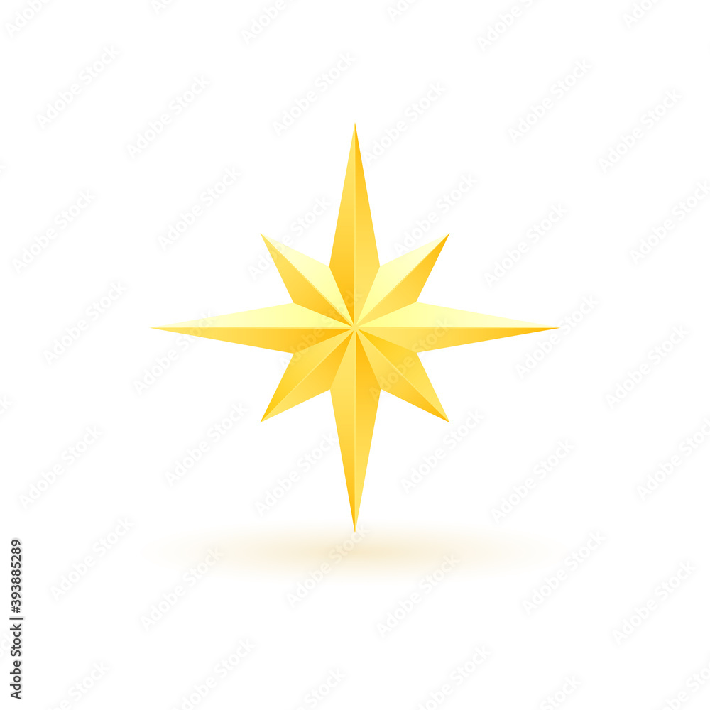 Gold realistic metallic star on a white background 4. Gold realistic metallic star on a white background 4.