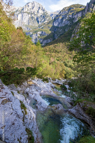 Landscape and  waterfall at Cadini del Brenton - Sospirolo - Italy