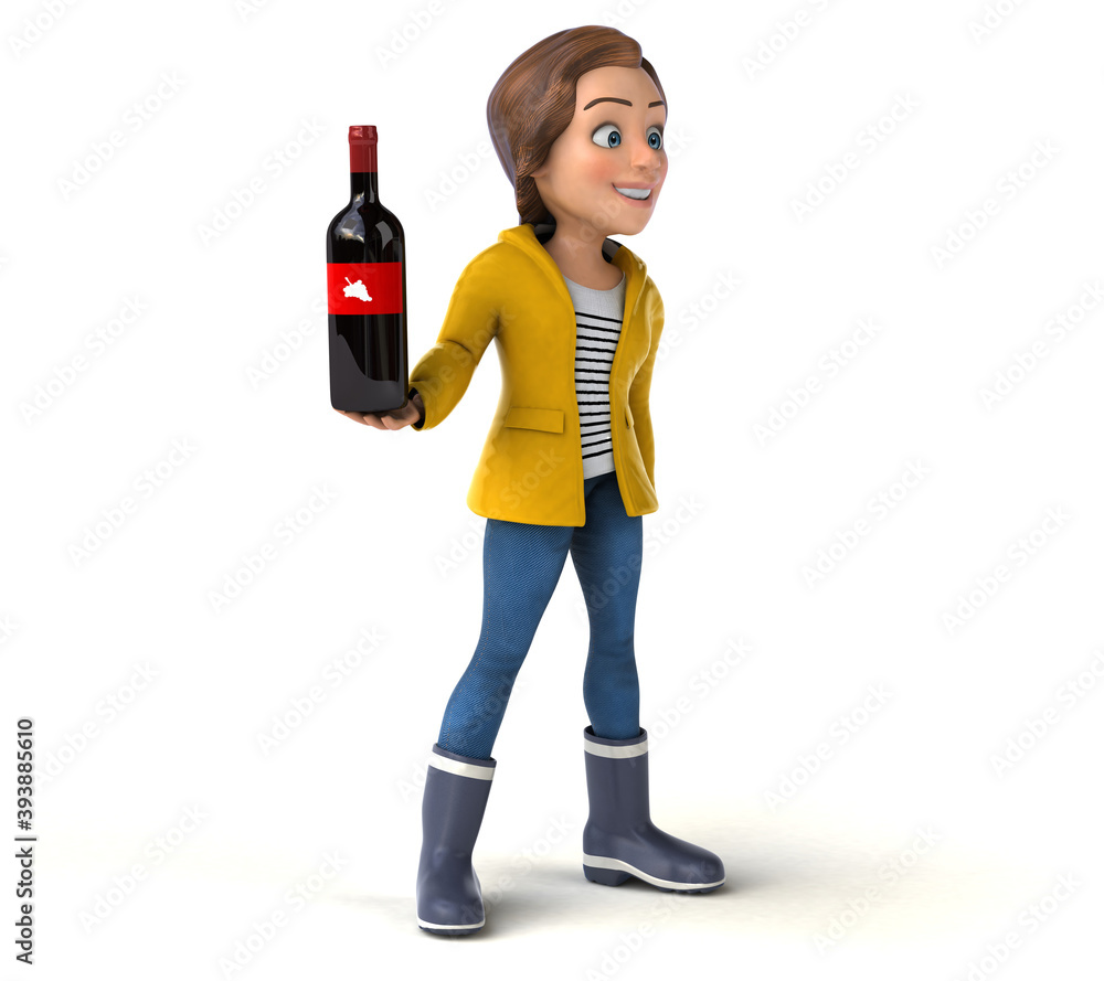 Fun 3D illustration of a cartoon teenage girl Fun 3D illustration of a cartoon teenage girl