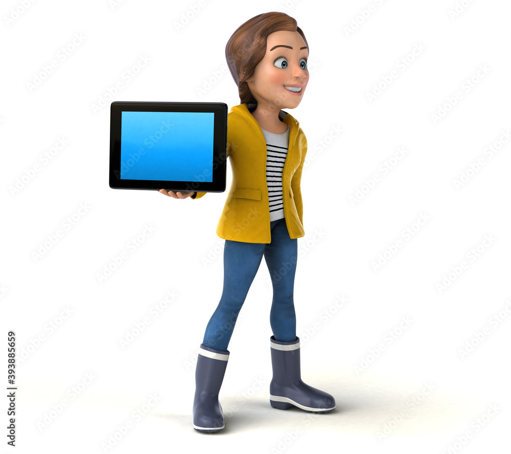 Fun 3D illustration of a cartoon teenage girl Fun 3D illustration of a cartoon teenage girl