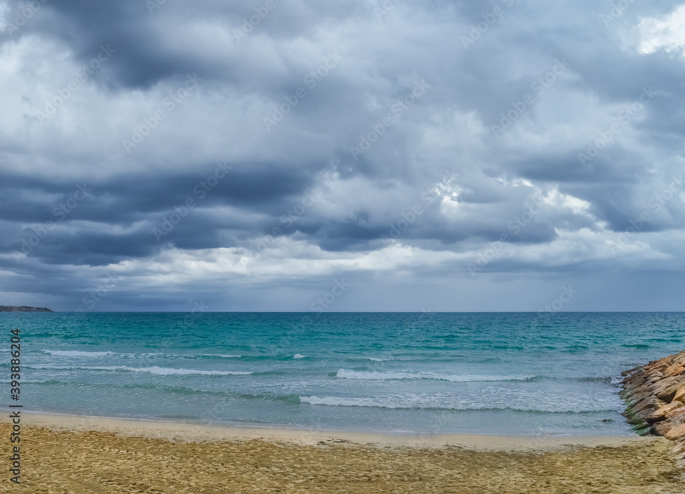 Mediterranean coast in overcast Mediterranean coast in overcast