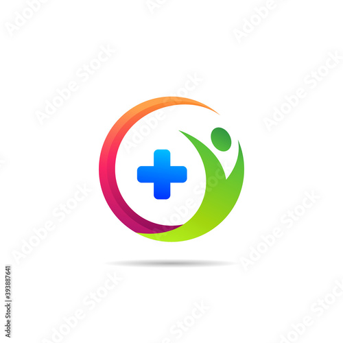 medical circle logo with people concept