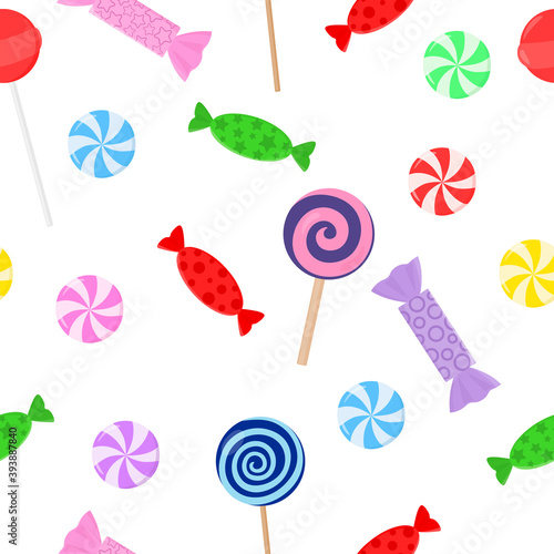 Seamless pattern candy lollipop caramel vector illustration