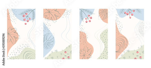Trendy abstract art templates for social media stories. Minimalist background design with soft pastel colors for social media posts, instagram stories